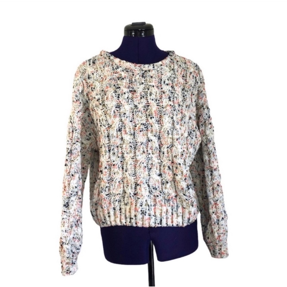 Jessica Simpson White Colorful Pom Long Sleeve Top
